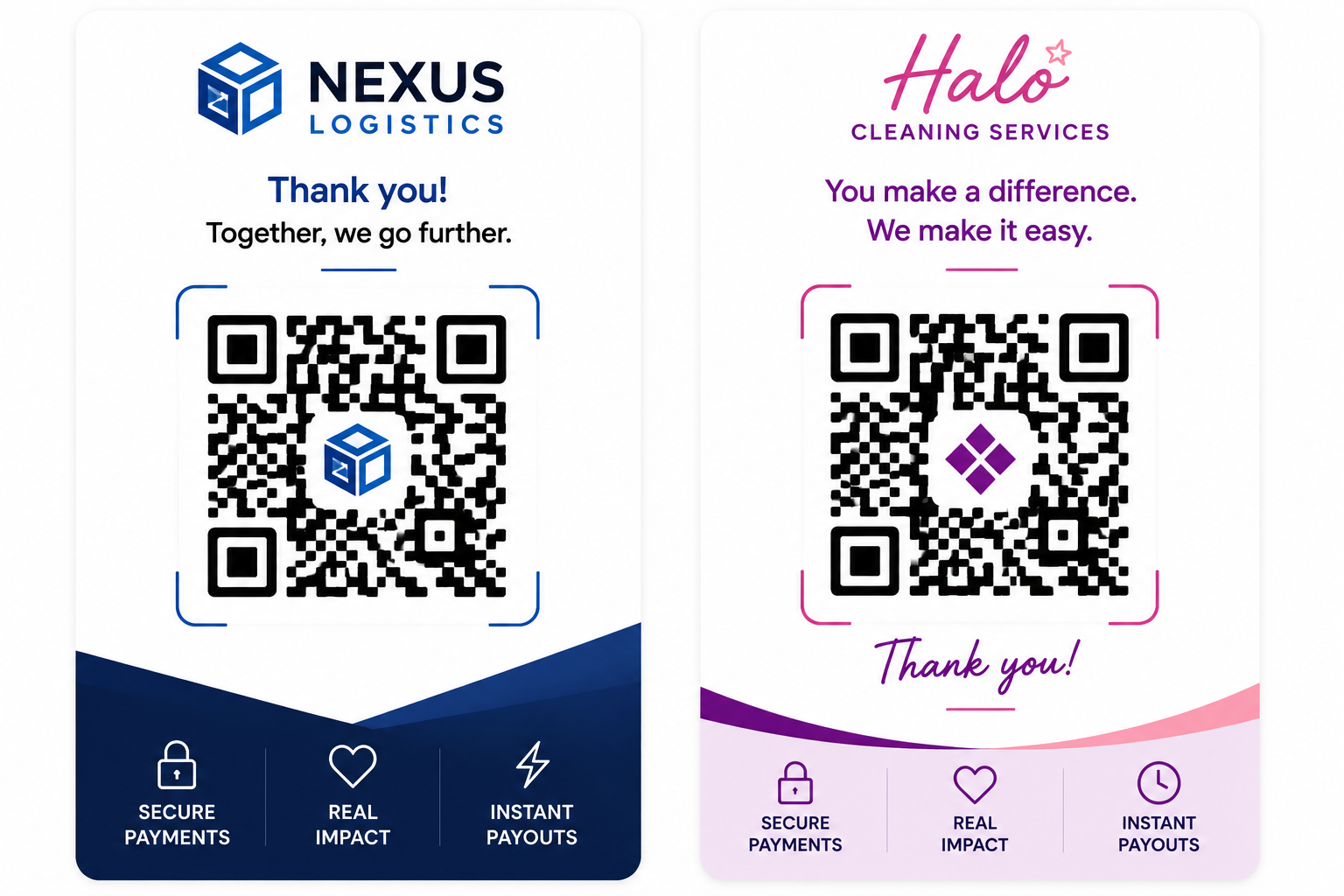 Branded QR Cards - Nexus Logistics and Halo Cleaning